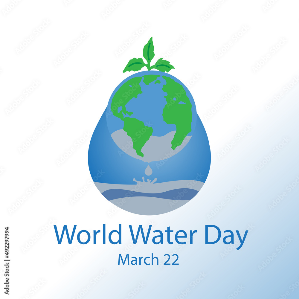 World Water Day vector banner. Planet Earth in the blue drop and text on white background. World Water Day vector banner. Planet Earth in the blue drop and text on white background.