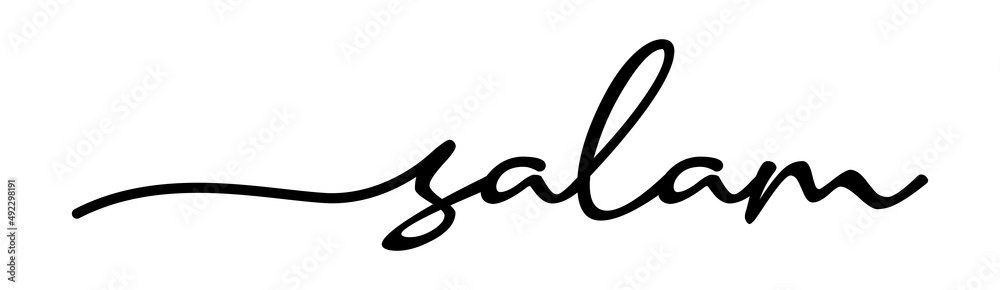 Salam Hand Drawn Black Vector Calligraphy Isolated on White Background. Salam Hand Drawn Black Vector Calligraphy Isolated on White Background.