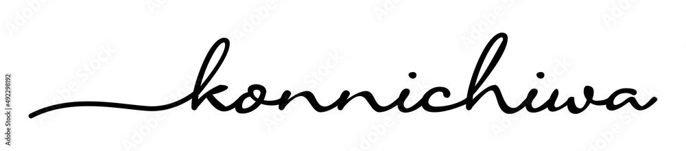 Konnichiwa Hand Drawn Black Vector Calligraphy Isolated on White Background. Konnichiwa Hand Drawn Black Vector Calligraphy Isolated on White Background.