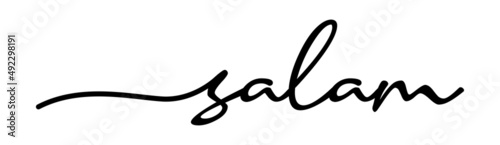 Salam Hand Drawn Black Vector Calligraphy Isolated on White Background.