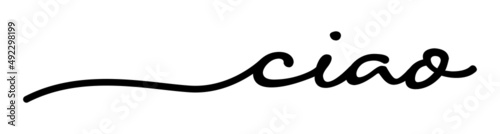 Ciao Hand Drawn Black Vector Calligraphy Isolated on White Background.