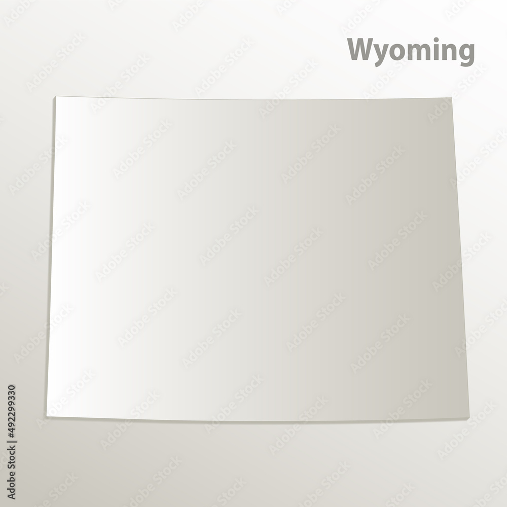 Wyoming map card paper 3D natural vector Wyoming map card paper 3D natural vector