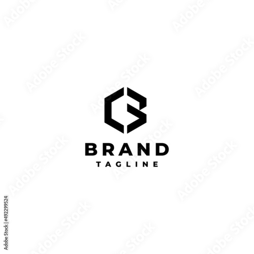 Logo Design Geometric Shapes Letters C and B. Bold and simple letters C and B in the shape of a hexagon.