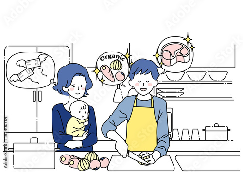 高級食材を使いたがる夫と心配する妻