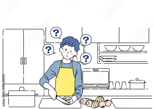料理の方法がわからない男性