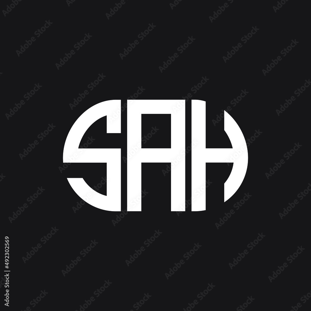 SAH letter logo design on black background. SAH creative initials letter logo concept. SAH letter design.