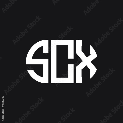 SCX letter logo design on black background. SCX creative initials letter logo concept. SCX letter design. 
 photo