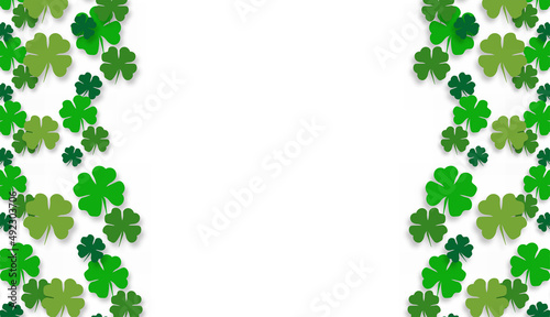 Saint Patrick's Day greetings card with clover shapes and branches vector illustration