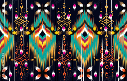 Ikat geometric folklore ornament with diamonds. Tribal ethnic 
vector texture. Seamless striped pattern in Aztec style. Folk embroidery. 
Indian, Scandinavian, Gypsy, Mexican, African rug.