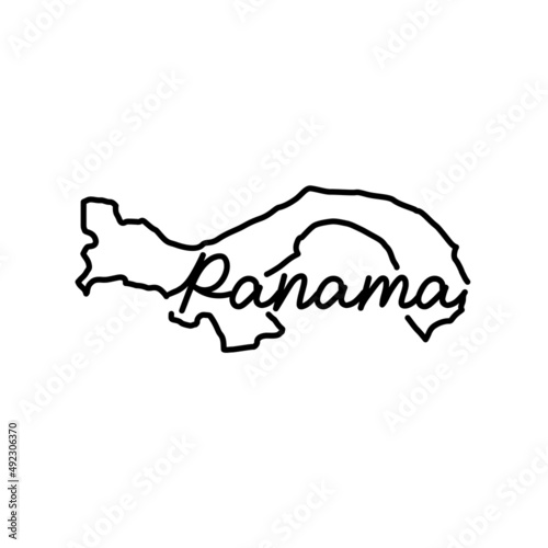 Panama outline map with the handwritten country name. Continuous line drawing of patriotic home sign. A love for a small homeland. T-shirt print idea. Vector illustration.