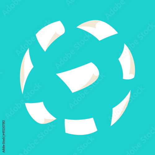 circle of paper flying flat illustration