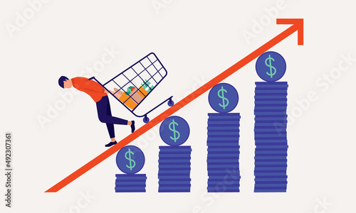 Food Price Rising. Inflation Concept.