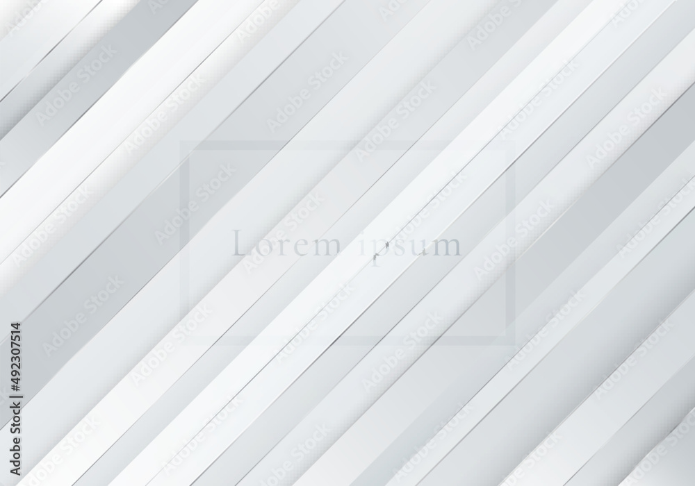 Fototapeta premium Abstract background white and gray diagonal layer stripes pattern with silver lines decoration luxury style