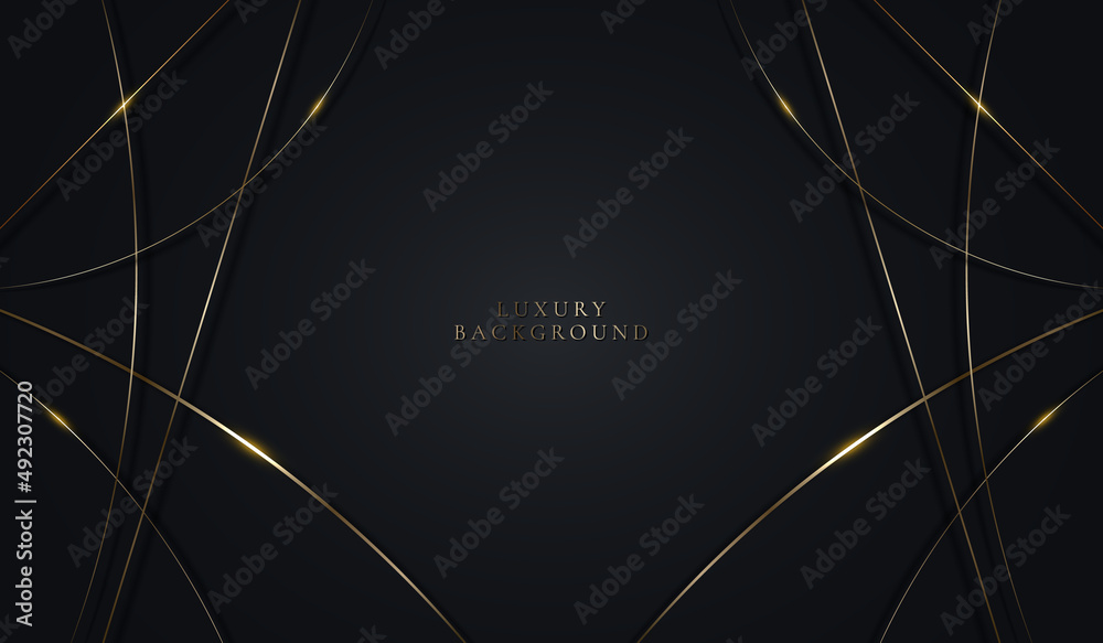© phochi - Modern luxury template design abstract golden lines pattern elements with lighting on black background