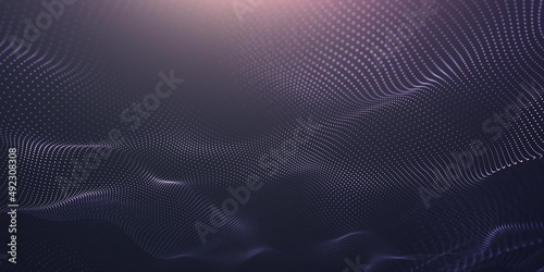 technology background with blue light digital effect corporate concept. Abstract background with interweaving of dots . 3D rendering.