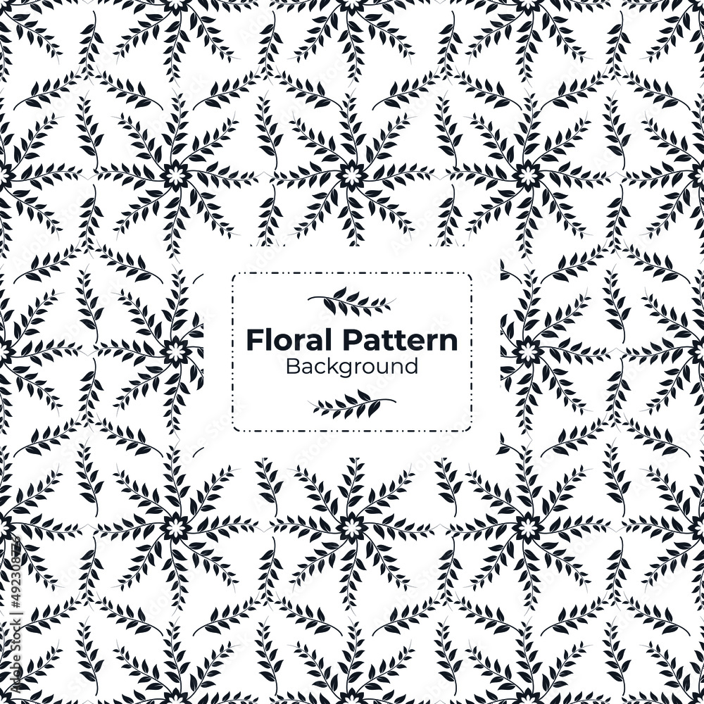 Black and white leaf floral elements geometric background vector graphics design.
