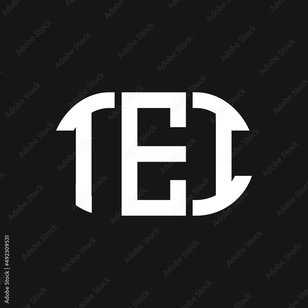 Obraz premium TEI letter logo design on black background. TEI creative initials letter logo concept. TEI letter design.