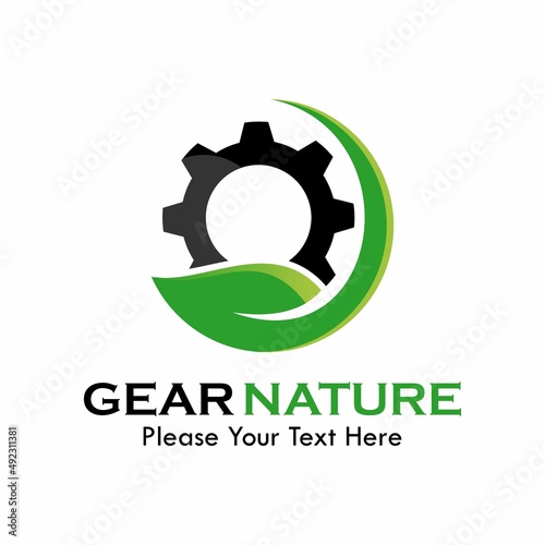 Gear nature logo template illustration