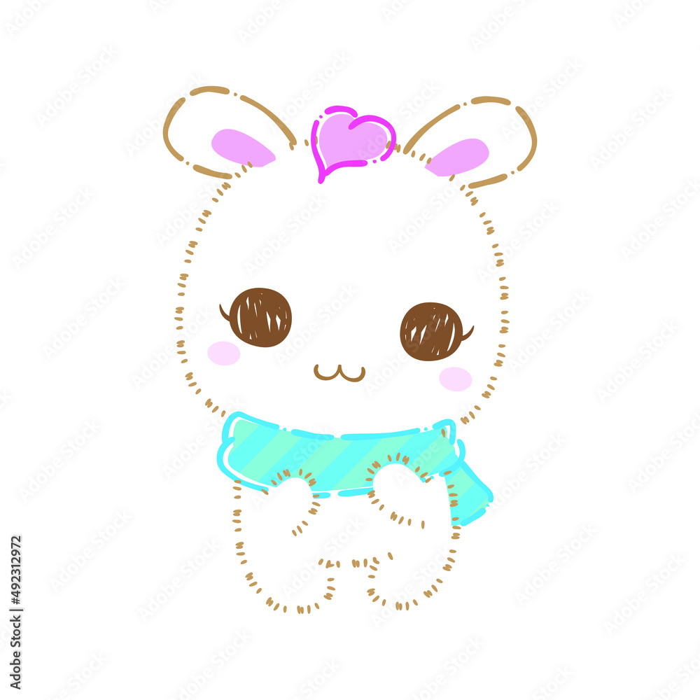 Cute cartoon rabbits, Kawaii bunny, vector clip art illustration. Cute cartoon rabbits, Kawaii bunny, vector clip art illustration.