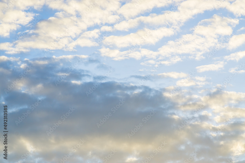 Blue sky with fluffy cloud evening sky