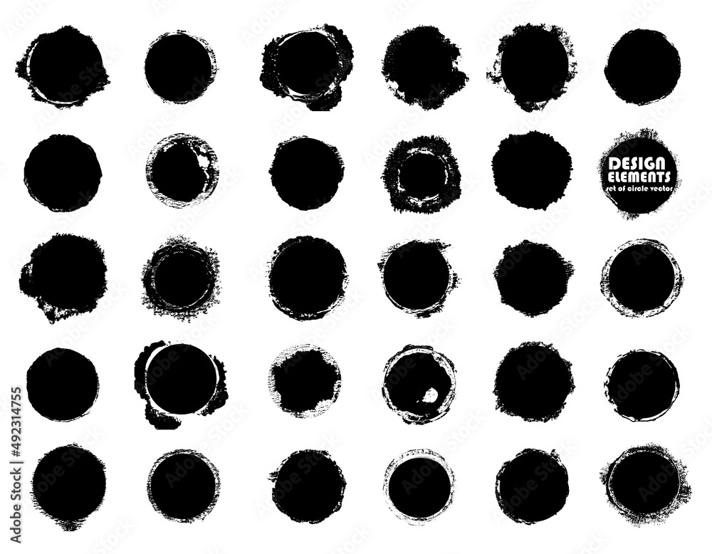 Grunge circle frames. Round shapes. Grunge textured hand drawn elements set isolated on white background, Vector illustration. Grunge circle frames. Round shapes. Grunge textured hand drawn elements set isolated on white background, Vector illustration.