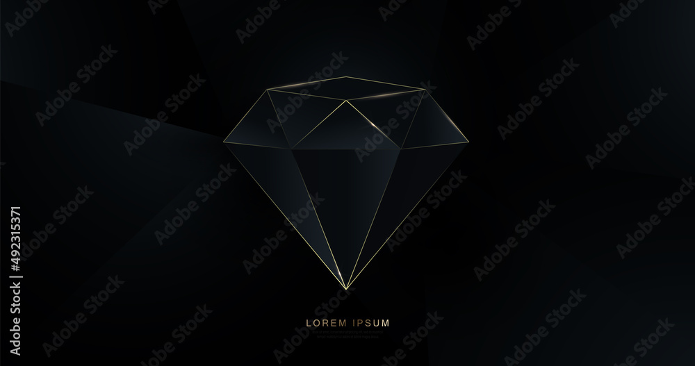 Luxury gold diamond outline. Abstract jewelry background. Vector illustration
