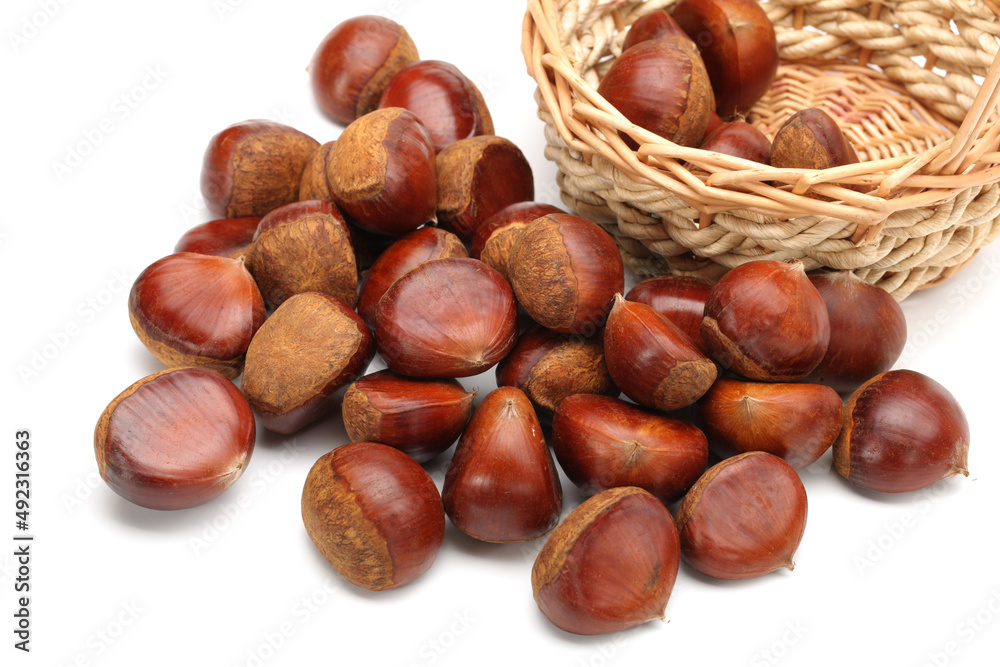 Fresh chestnuts on white background Fresh chestnuts on white background