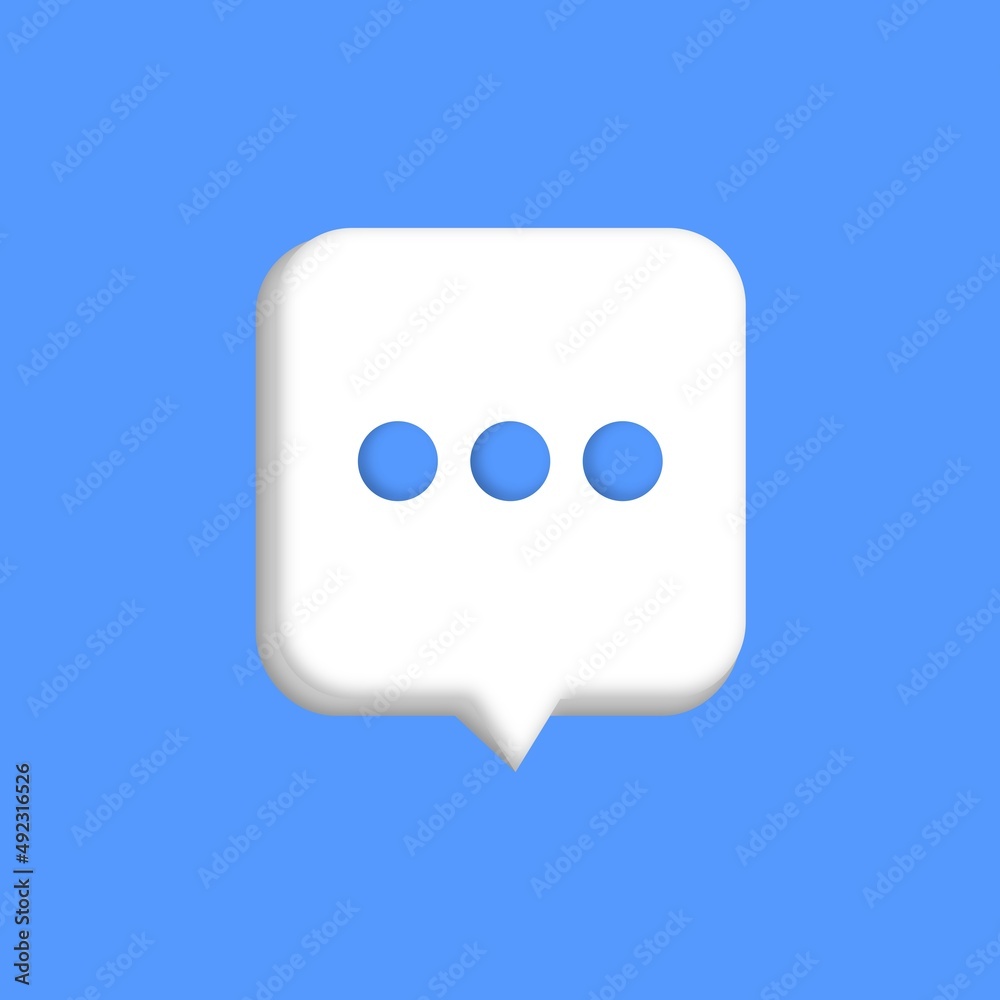 Naklejka premium 3D speech bubble icons. Realistic 3D chat, talk, messenger, communication, dialogue bubble icon. Vector illustration square, circle and rectangle chat box. Banner, sticker, tag, badge template.
