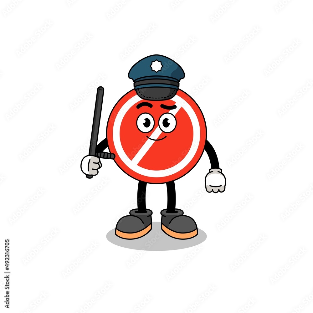 Fototapeta premium Cartoon Illustration of stop sign police