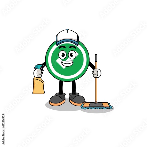 Character mascot of check mark as a cleaning services