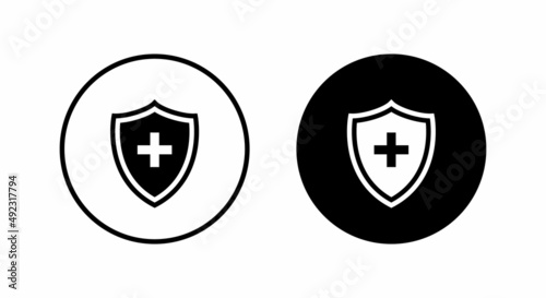 Shield with Cross Icon Vector in Circle Shape