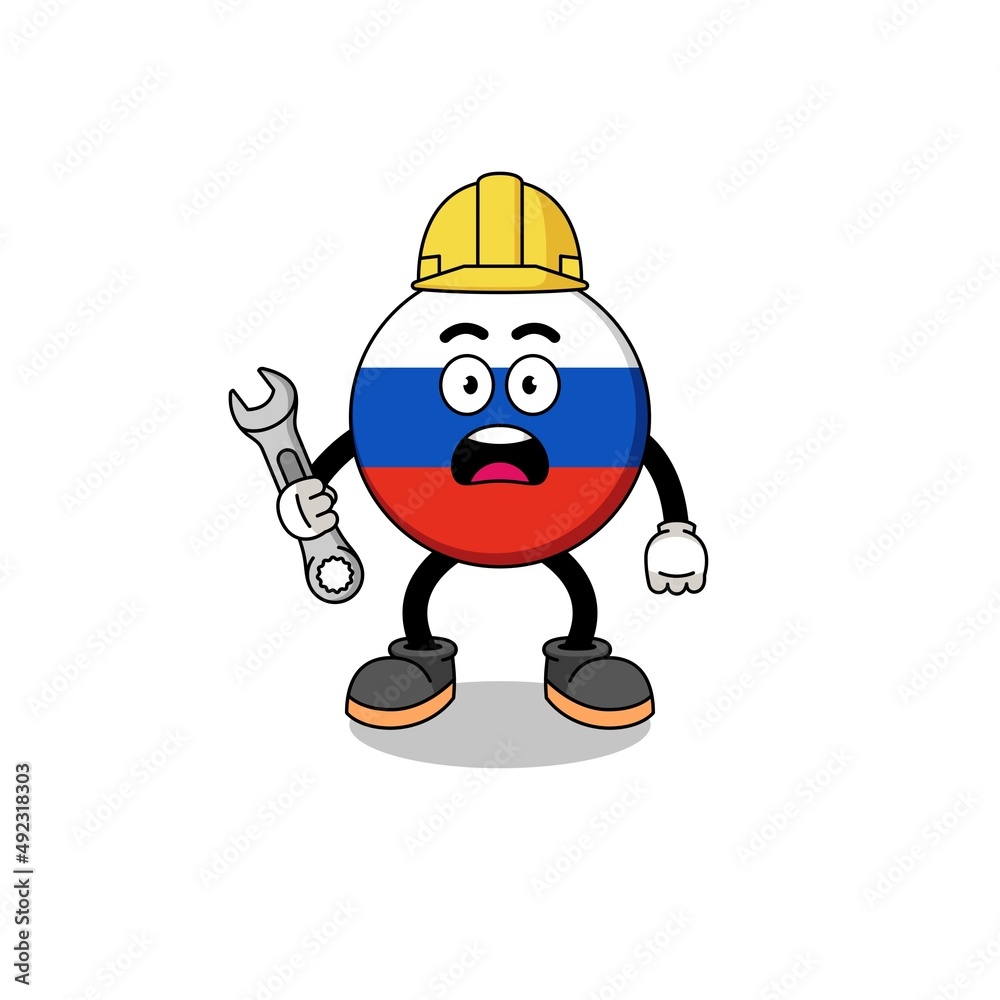 Character Illustration of russia flag with 404 error Character Illustration of russia flag with 404 error