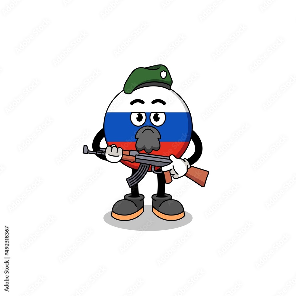 Character cartoon of russia flag as a special force
