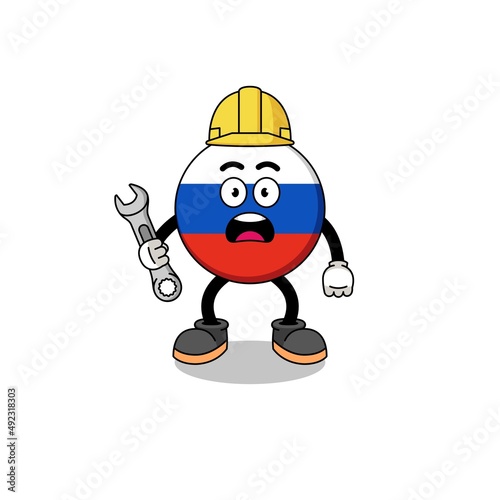 Character Illustration of russia flag with 404 error