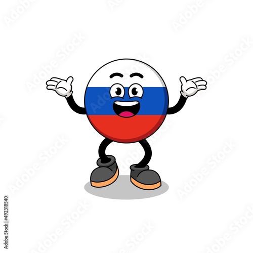 russia flag cartoon searching with happy gesture