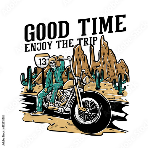 enjoy the trip retro skull design