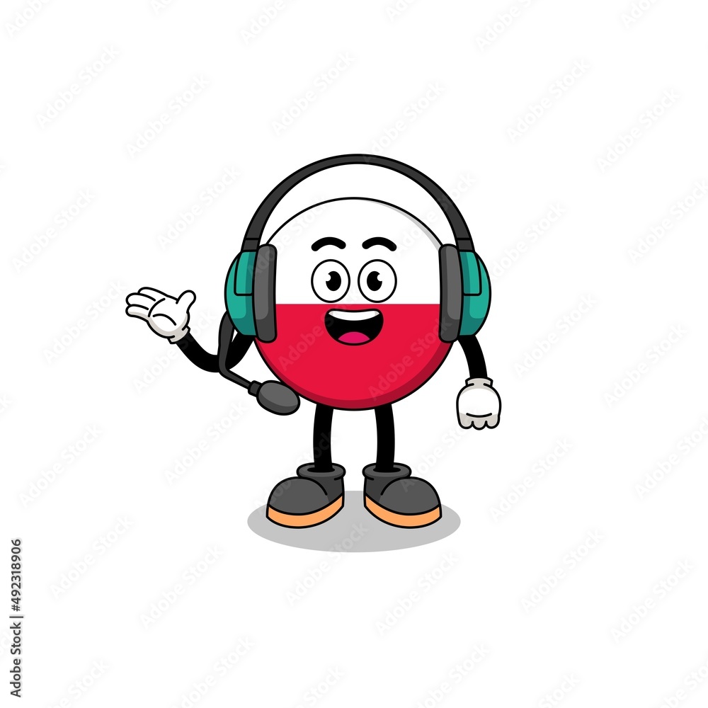 Mascot Illustration of poland flag as a customer services Mascot Illustration of poland flag as a customer services