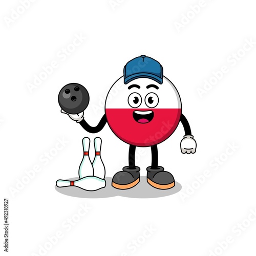 Mascot of poland flag as a bowling player © Ummu