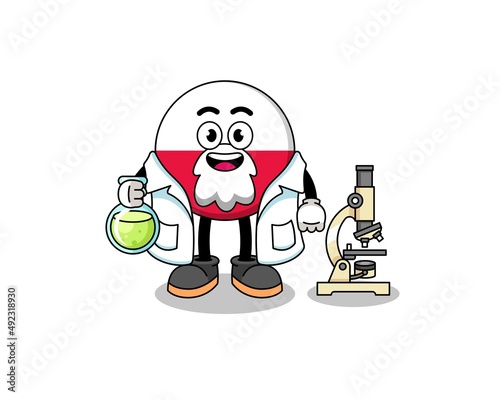 Mascot of poland flag as a scientist