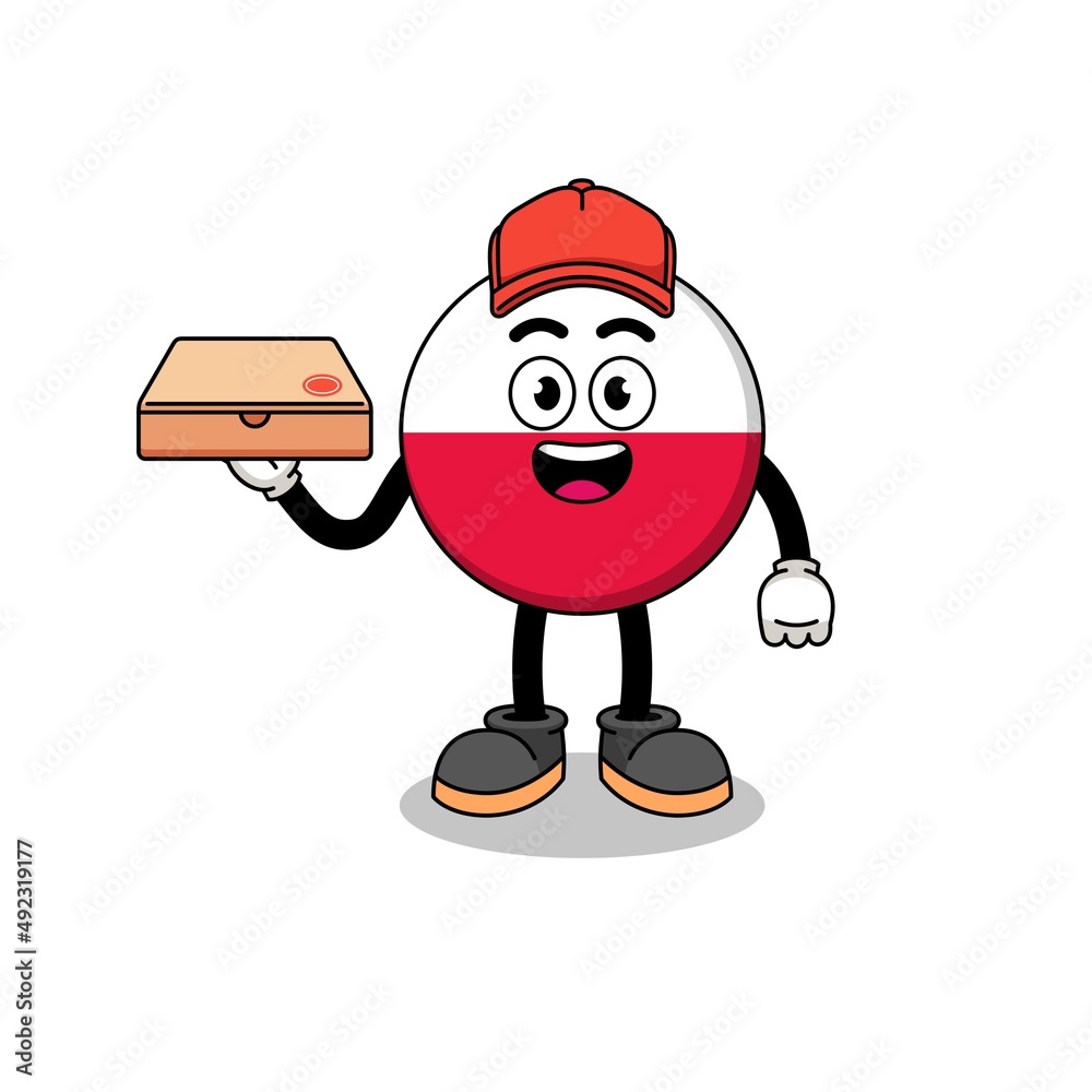 poland flag illustration as a pizza deliveryman poland flag illustration as a pizza deliveryman