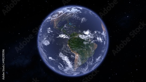 宇宙から見た地球のアメリカ大陸の3Dイラスト photo