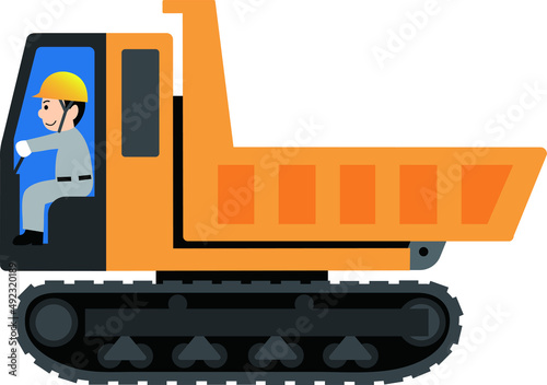 クローラーダンプを運転する男性作業員