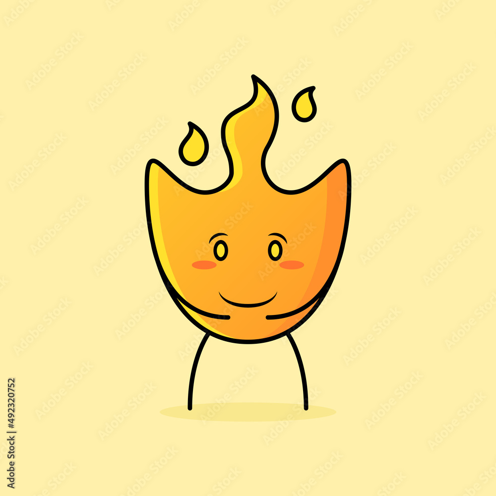 cute fire cartoon with both hands on stomach, smile and happy expression. suitable for logos, icons, symbols or mascots cute fire cartoon with both hands on stomach, smile and happy expression. suitable for logos, icons, symbols or mascots