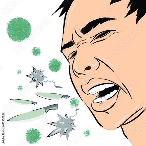 coughing man with desease