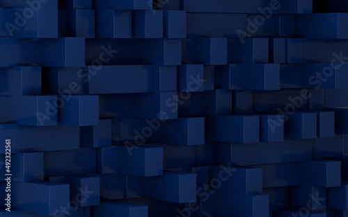 Blue abstract cubes, 3d rendering.