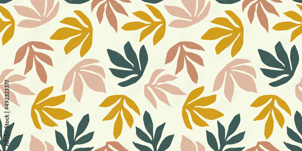 Simple seamless pattern with abstract leaves. Modern design for paper, cover, fabric, interior decor and other Simple seamless pattern with abstract leaves. Modern design for paper, cover, fabric, interior decor and other