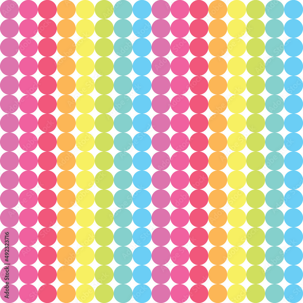seamless  pattern colorful dots arrange vertically in rainbow color