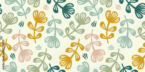 Folk floral seamless pattern. Modern abstract design for paper  cover  fabric  pacing and other