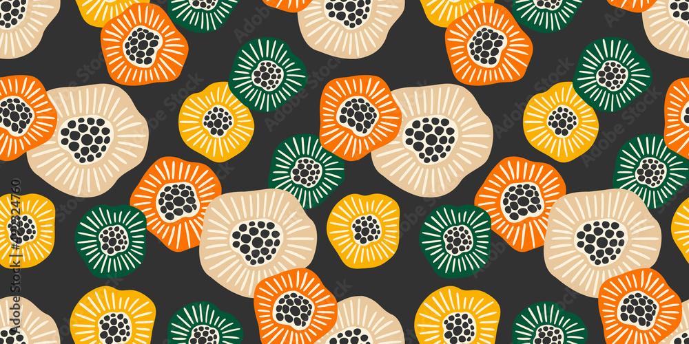Abstract gentle seamless pattern with flowers. Modern design for paper, cover, fabric, interior decor and other - obrazy, fototapety, plakaty 