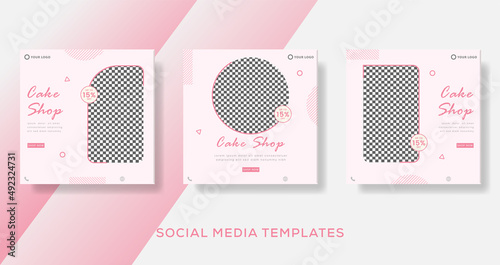 Set of cake banners post template with sweets premium Vector